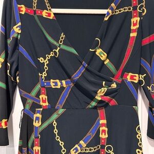 BRAND NEW Elegant RALPH LAUREN Black Chain Print Dress NWT
